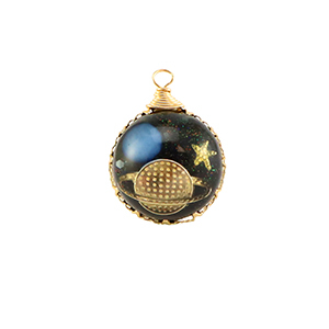 Hangers van Resin round galaxy Gold-blue-glitter