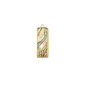 Hangers van Resin with imitation shell rectangle Gold-taupe