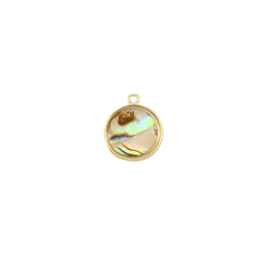 Hangers van Resin with imitation shell round Gold-taupe