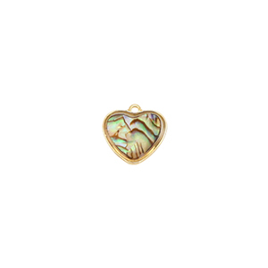 Hangers van Resin with imitation shell heart Gold-ocean green