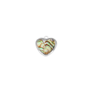 Hangers van Resin with imitation shell heart Silver-ocean green
