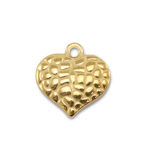 Bedels van Stainless steel Roestvrijstaal (RVS) heart Gold