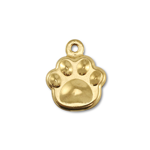 Bedels van Stainless steel Roestvrijstaal (RVS) dog paw Gold