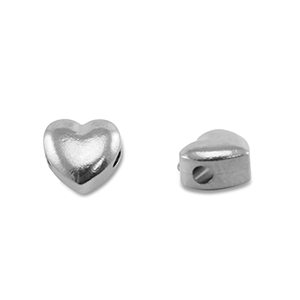Kralen van Stainless steel Roestvrij staal (RVS) heart Silver