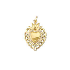 Brass TQ metaal bedels heart with lotus Gold