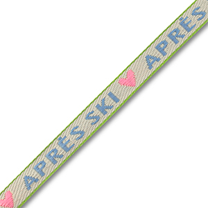 Tekstlint "Apr&egrave;s ski" Off white-blue-light pink-green