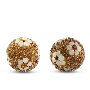 Kralen bohemian round Taupe brown-white