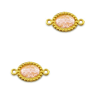 Tussenstukken van Stainless steel Roestvrij staal (RVS) zirkonia oval Gold-light orange