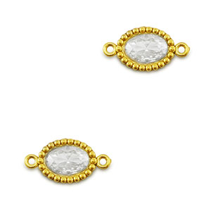 Tussenstukken van Stainless steel Roestvrij staal (RVS) zirkonia oval Gold-transparent