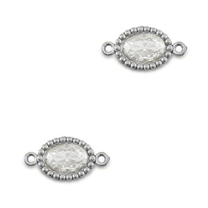 Tussenstukken van Stainless steel Roestvrij staal (RVS) zirkonia oval Silver-transparent