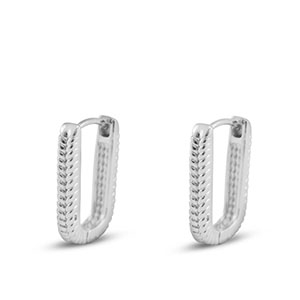 TQ metaal brass oorbellen / oorstekers oval Silver