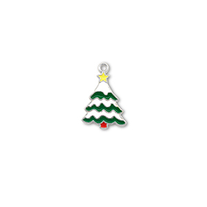Metaal bedels christmas tree Zilver-wit-groen-geel