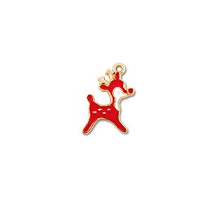 Metaal bedels reindeer Goud-rood-wit