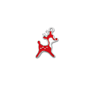 Metaal bedels reindeer Zilver-rood-wit