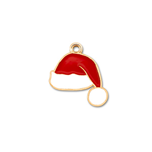 Metaal bedels santa hat Goud-rood-wit