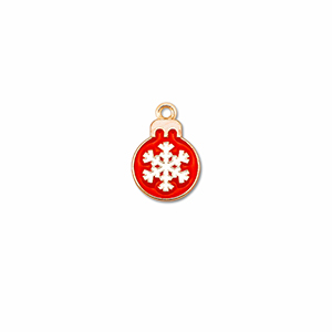 Metaal bedels christmas bauble Goud-rood-wit
