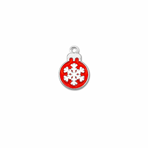Metaal bedels christmas bauble Zilver-rood-wit
