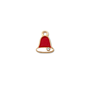 Metaal bedels zirkonia christmas bell Goud-rood-wit