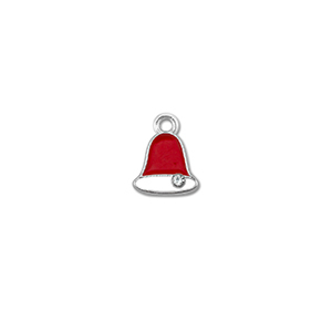 Metaal bedels zirkonia christmas bell Zilver-rood-wit