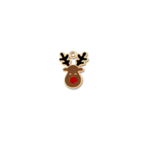 Metaal bedels reindeer Goud-bruin-rood-zwart
