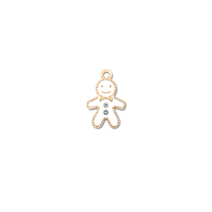 Metaal bedels zirkonia gingerbread man Goud-wit