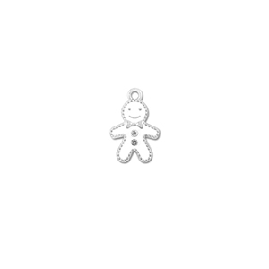 Metaal bedels zirkonia gingerbread man Zilver-wit