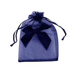 Organza sieradenzakje with bow Dark blue