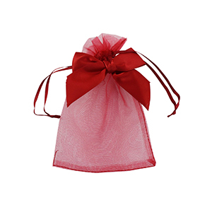Organza sieradenzakje with bow Red