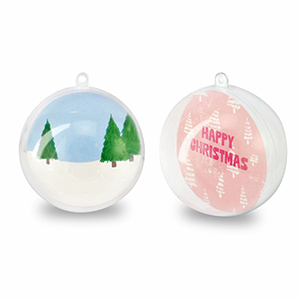 Ornament transparant ball Transparent-pink/white-blue-green