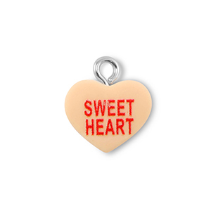 Hangers van resin heart "SWEET HEART" Light orange-red