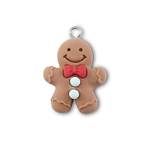Hangers van resin gingerbread man Brown-red-blue