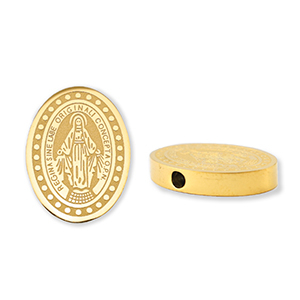 Kralen van Stainless steel Roestvrij staal (RVS) oval religious Gold