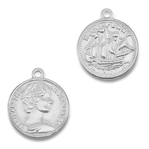 Bedels van Stainless steel Roestvrij staal (RVS) coin with ship/face Silver