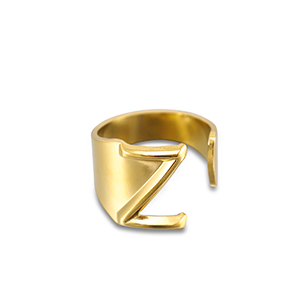 Ringen van Stainless steel Roestvrij staal (RVS) letter Z Gold