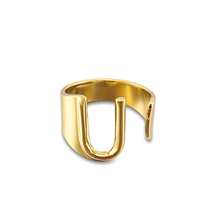 Ringen van Stainless steel Roestvrij staal (RVS) letter U Gold