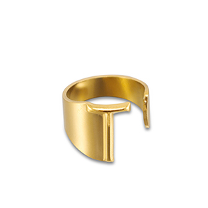 Ringen van Stainless steel Roestvrij staal (RVS) letter T Gold