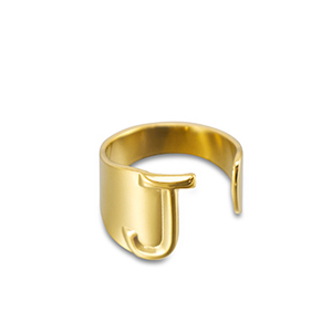 Ringen van Stainless steel Roestvrij staal (RVS) letter J Gold