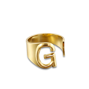 Ringen van Stainless steel Roestvrij staal (RVS) letter G Gold