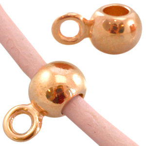 Hanger DQ metaal met oog (voor 2mm leer) Ros&eacute; Goud (nikkelvrij)