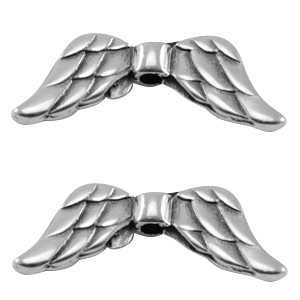DQ metalen kraal angel wings Antiek zilver (nikkelvrij)