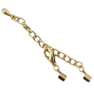 DQ metalen verlengketting set met karabijnslot en 2mm klem Antiek brons (nikkelvrij)