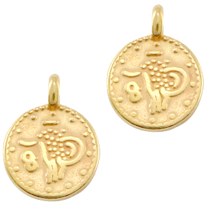 DQ metalen bedels muntjes Goud (nikkelvrij)