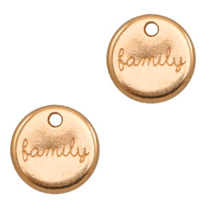 Metaal bedels DQ "family" 12mm Ros&eacute; goud (nikkelvrij)