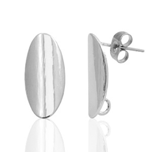 Metalen onderdelen DQ earpin ovaal 9x18mm Antiek zilver (nikkelvrij)