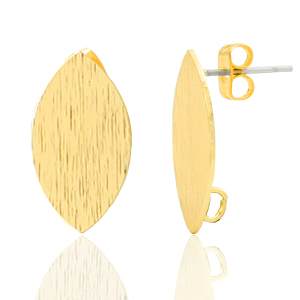 Metaal onderdelen DQ earpin oval met oog Goud (nikkelvrij)