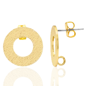 Metaal onderdelen DQ earpin rond met oog Goud (nikkelvrij)