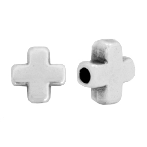 Metaal kralen DQ cross Antiek zilver (nikkelvrij)