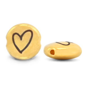 Metaal kralen DQ 7mm hart Goud (nikkelvrij)