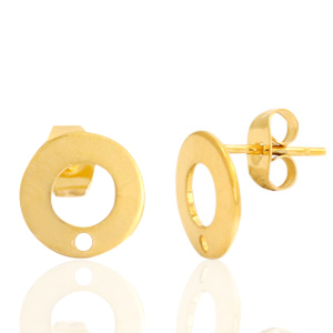 Oorbellen van Stainless steel Roestvrij staal (RVS) oorsteker 10mm met oogje Goud