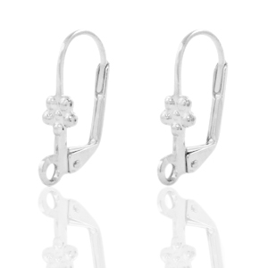 Metaal onderdelen DQ sluitbare oorhangers flower Antiek zilver (nikkelvrij)